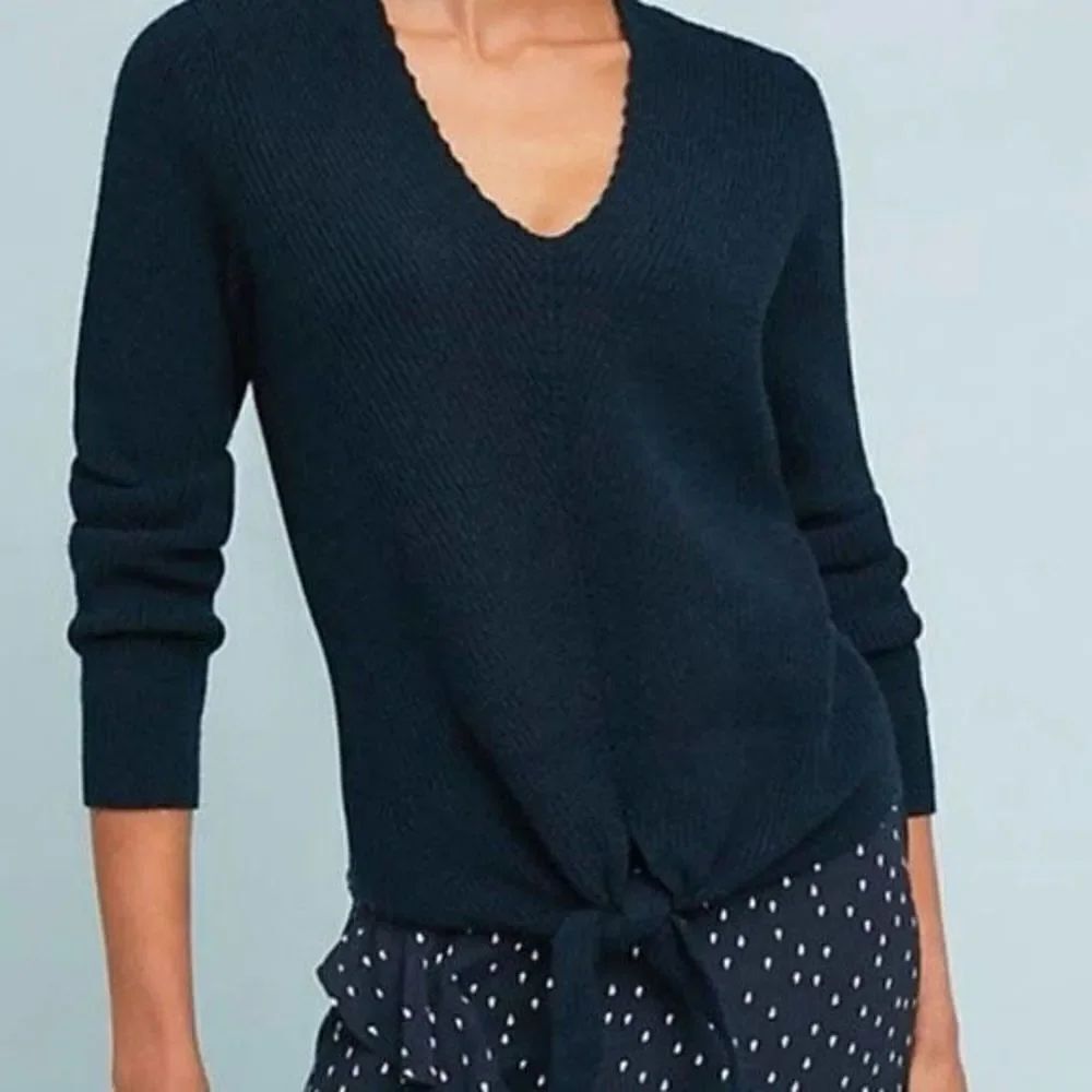 ✨Anthro Moth Rocio Ribbed Tie Front Sz XL Sweater✨
